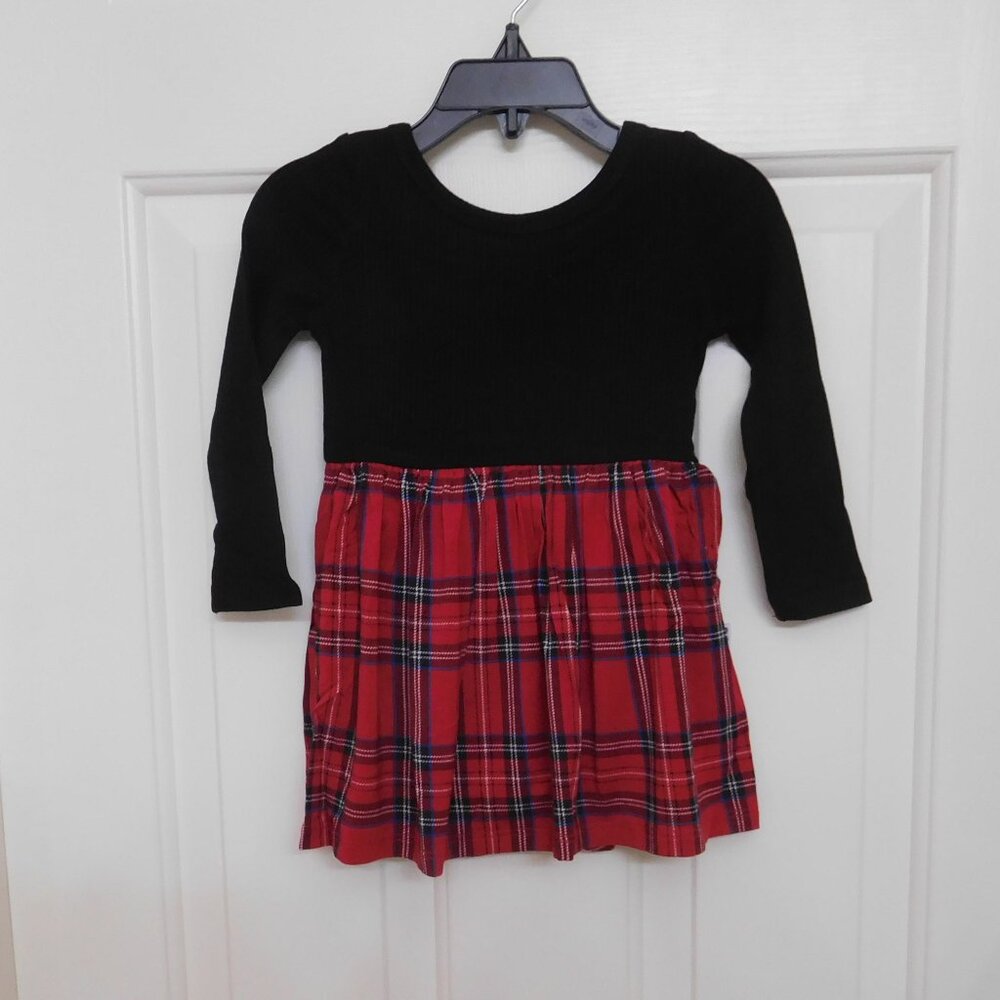 NWT Little Sleepies Play Black Red Plaid Bodysuit Dress sz 18-24 Months